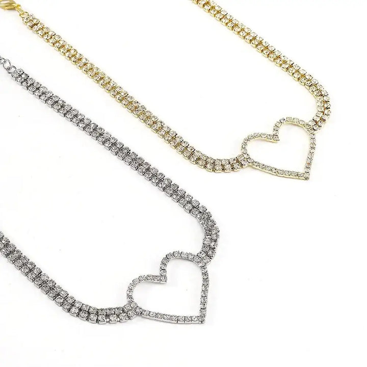 Y2k heart pendant in rhinestone for women casual style