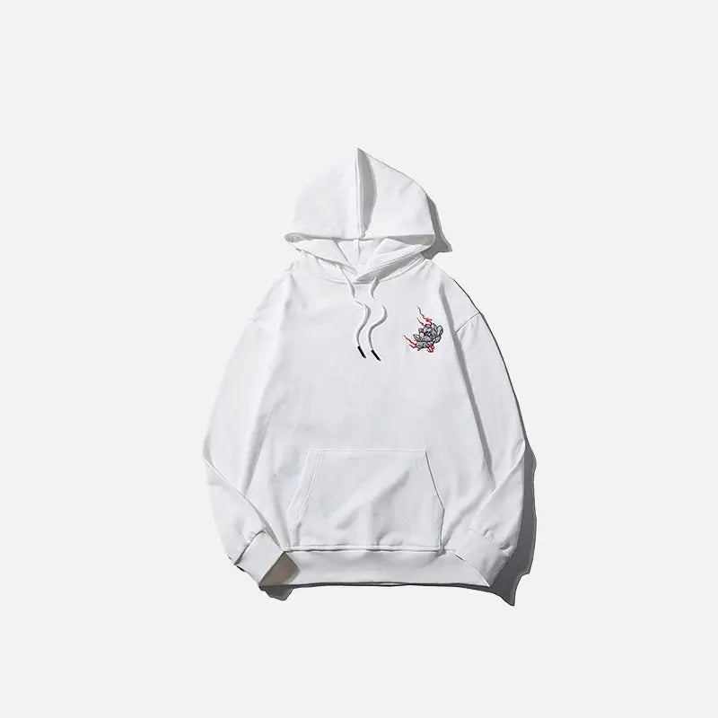 Embroidery dragon oversized hoodie y2k - white / m - hoodies