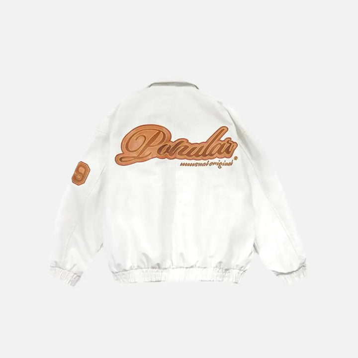 Embroidery leather jacket y2k - jackets