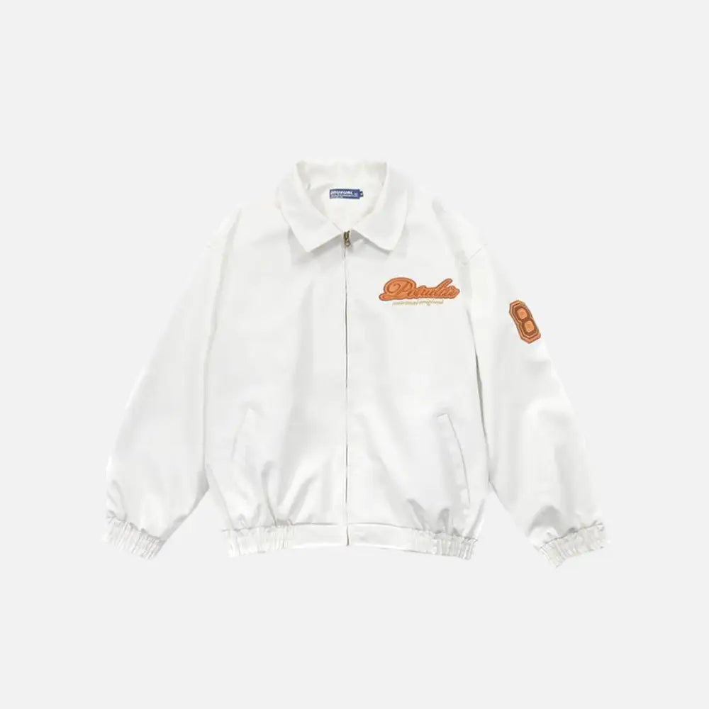 Embroidery leather jacket y2k - white / m - jackets