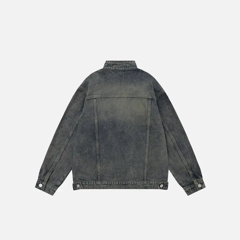 Embroidery letter pleated denim jacket y2k