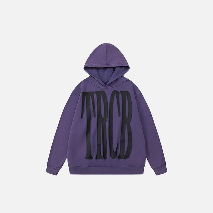 Embroidery letter print hoodie y2k - purple / m - hoodies