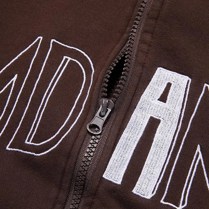 Embroidery letter print zip-up hoodie y2k - hoodies