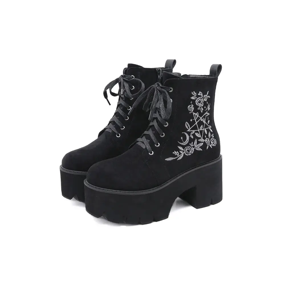 Y2k flock platform shoes with round toe and rubber outsole - women boots