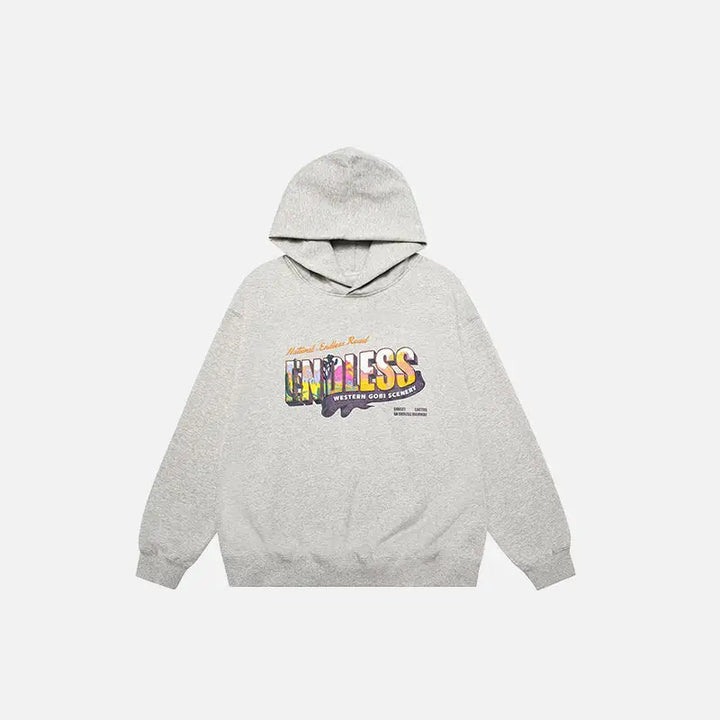 Endless colourful letter print hoodie y2k - gray / m - hoodies
