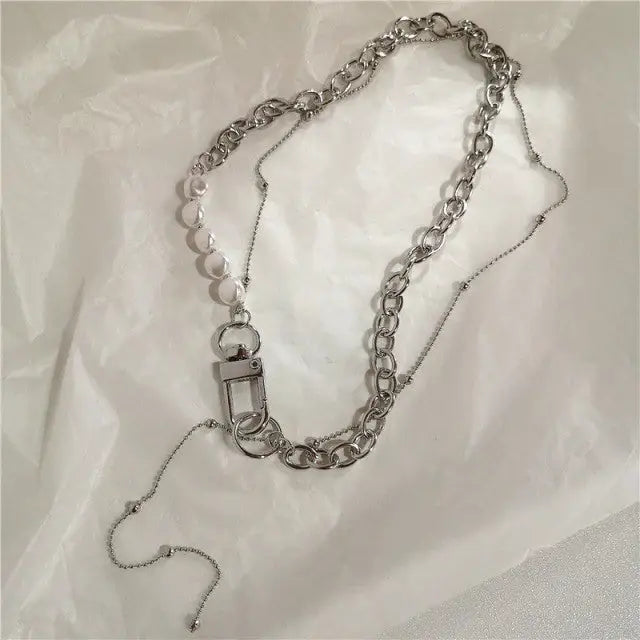 Y2k aesthetic pearl necklace for creative outfit styling