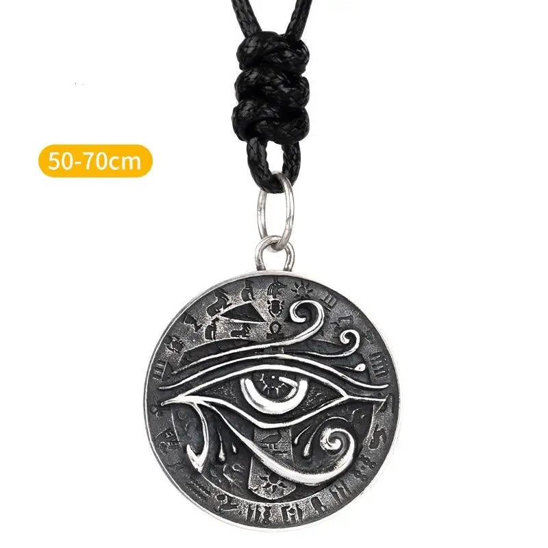 Eye of horus silver pendant necklace y2k - wax rope - necklaces