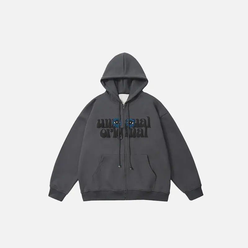 Eye pattern zip-up hoodie y2k - black / m - hoodies