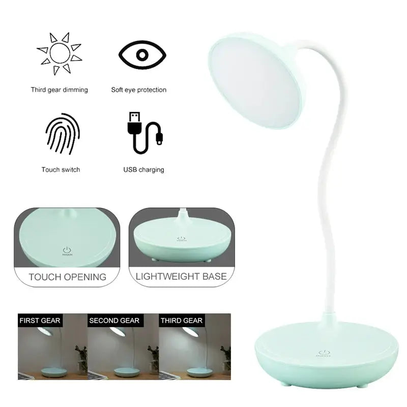 Aesthetic eye protection desk lamp with levels controlled brightness