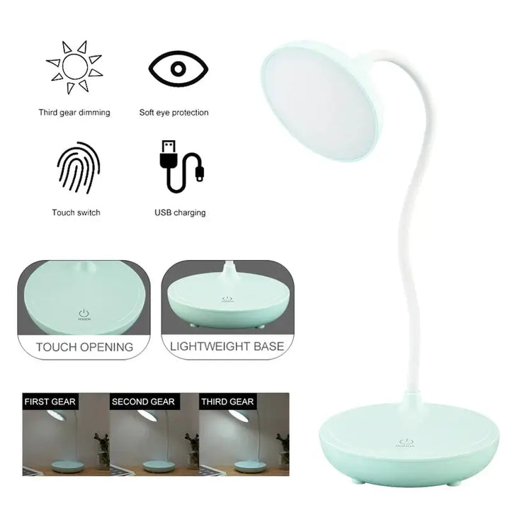 Aesthetic eye protection desk lamp with levels controlled brightness