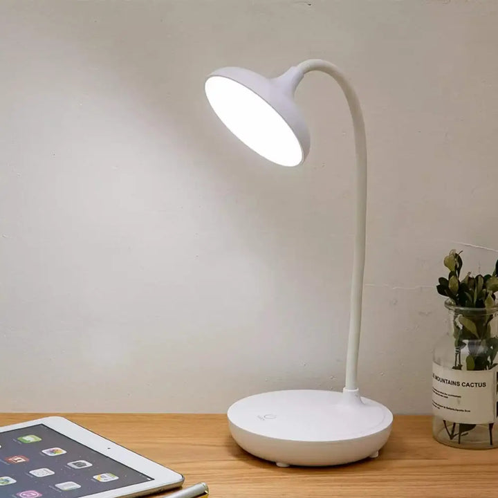 Aesthetic eye protection desk lamp with levels controlled brightness - white