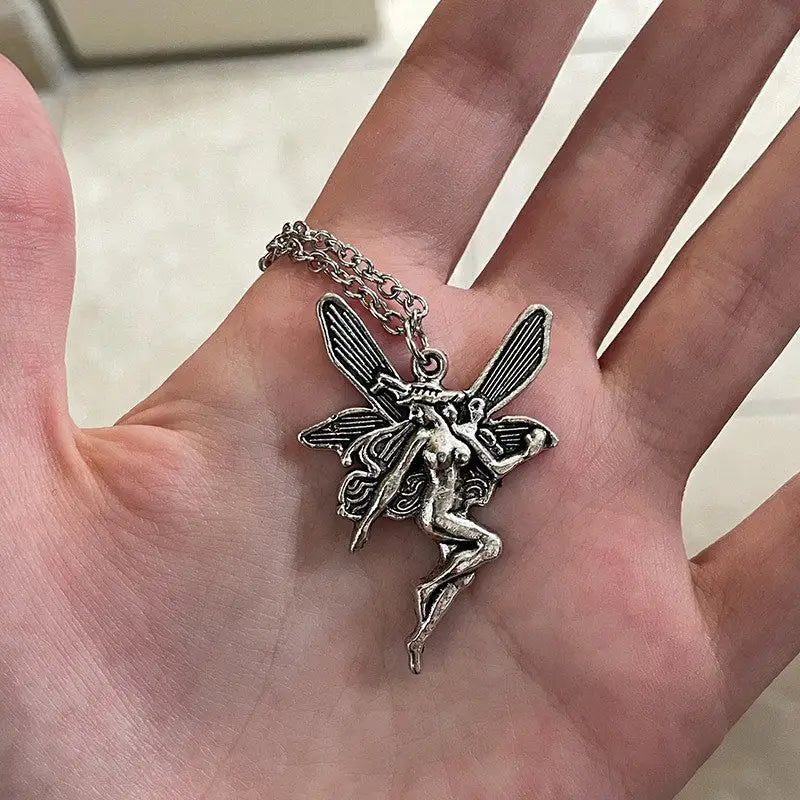 Fairy aesthetic pendant necklace for a unique style - standart / silver