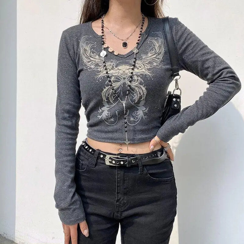 Fairy grunge butterfly crop top for unique style