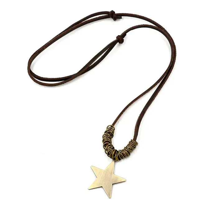 Fairy grunge star necklace - standart / brown