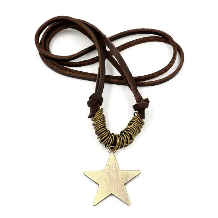 Fairy grunge star necklace - standart / brown