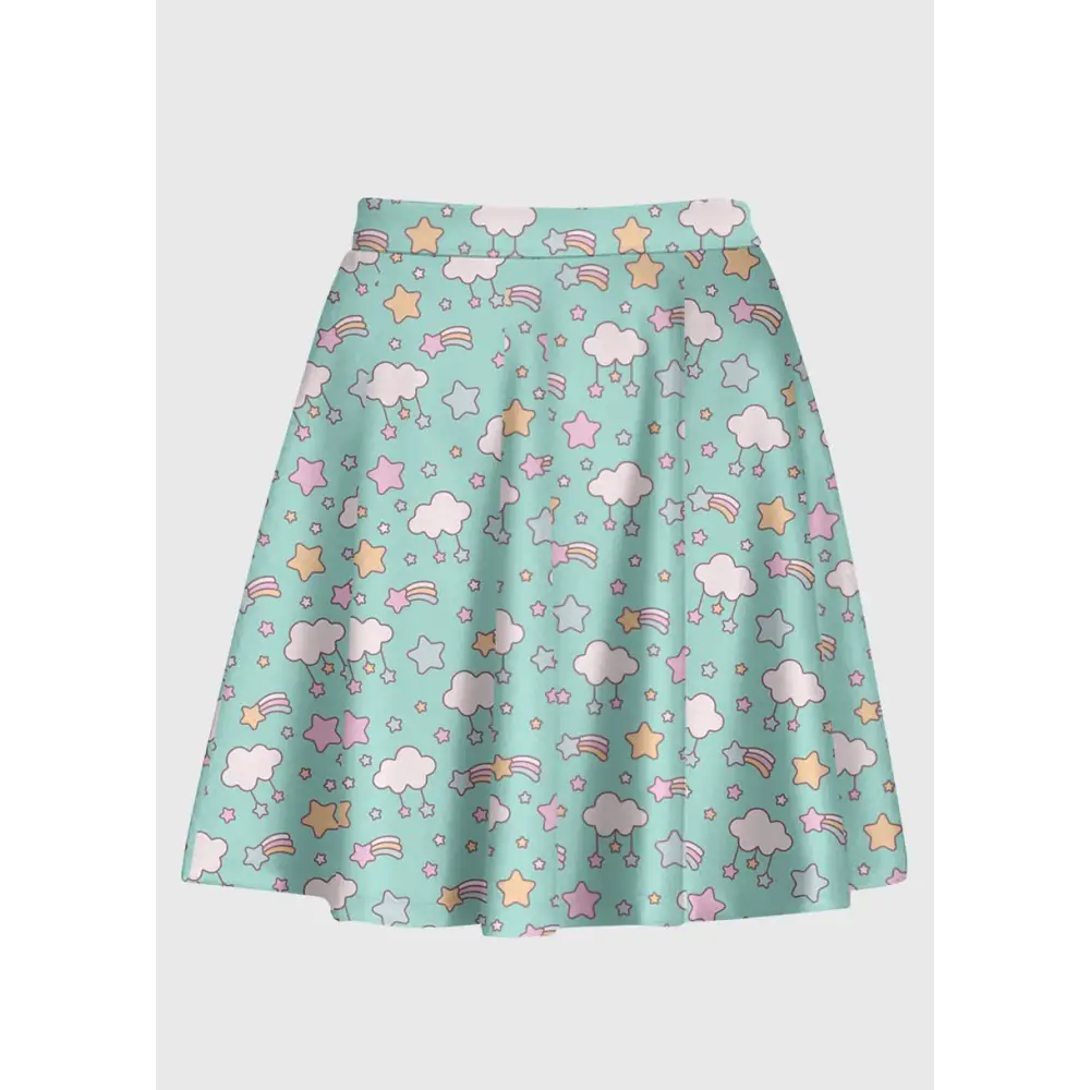 Fairy kei kawaii cloud stars mint skirt - s-l