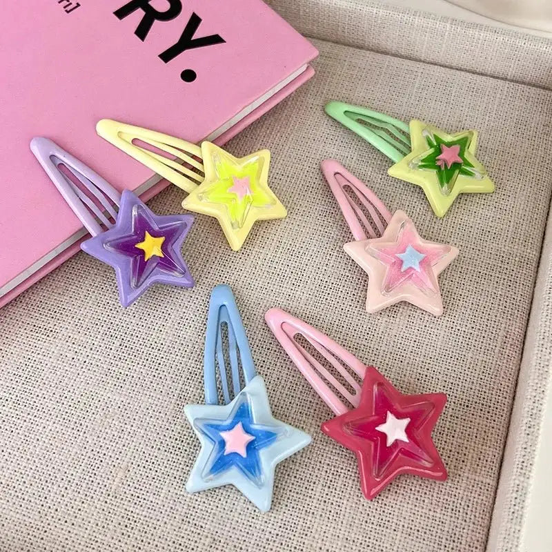 Fairy kei sweet star hair clips - colorful and cute decoration accessories