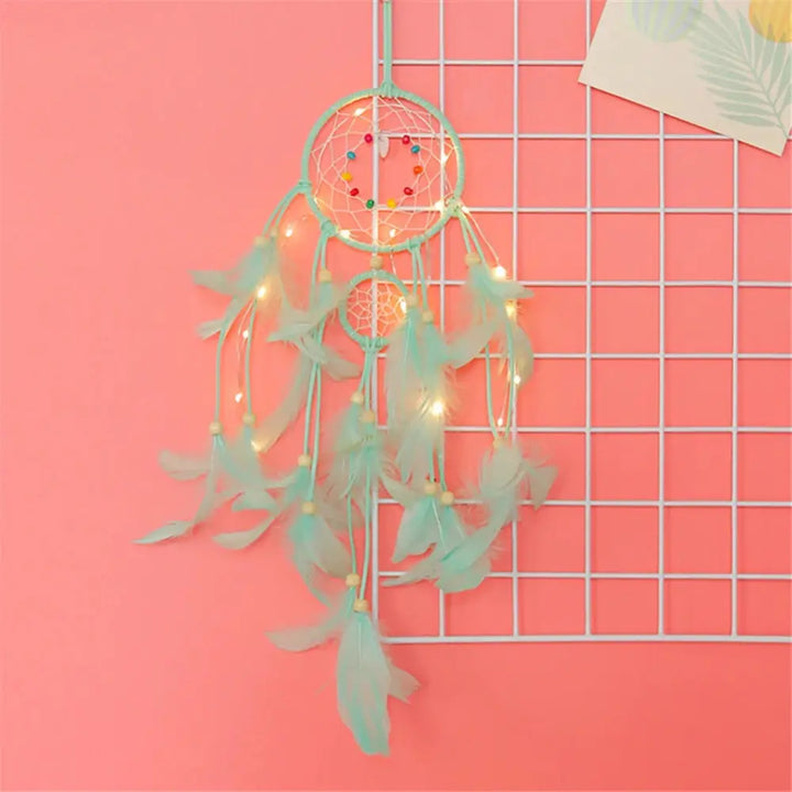 Aesthetic fairy light dream catcher for bedroom ambiance - c