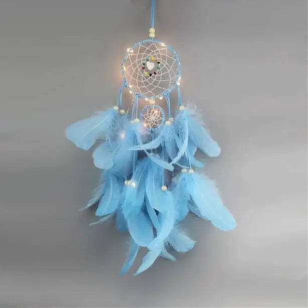 Aesthetic fairy light dream catcher for bedroom ambiance - f