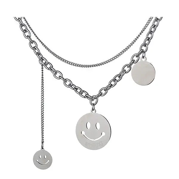 Fake smile chain necklace - standart / silver