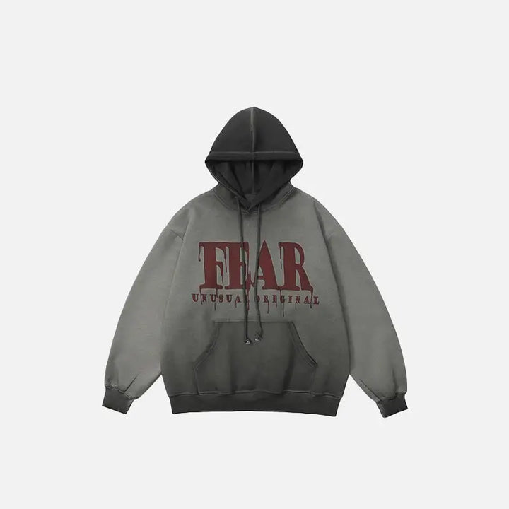 Fear washed gradient hoodie y2k - gray / m - hoodies