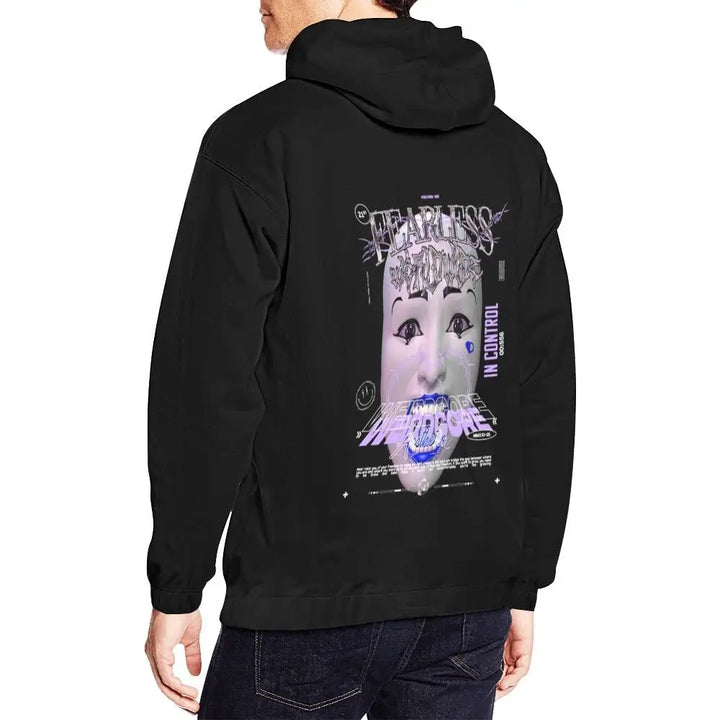 Weirdcore aesthetic hoodie with edgy graphics and abstract designs - all over print for men (h13)