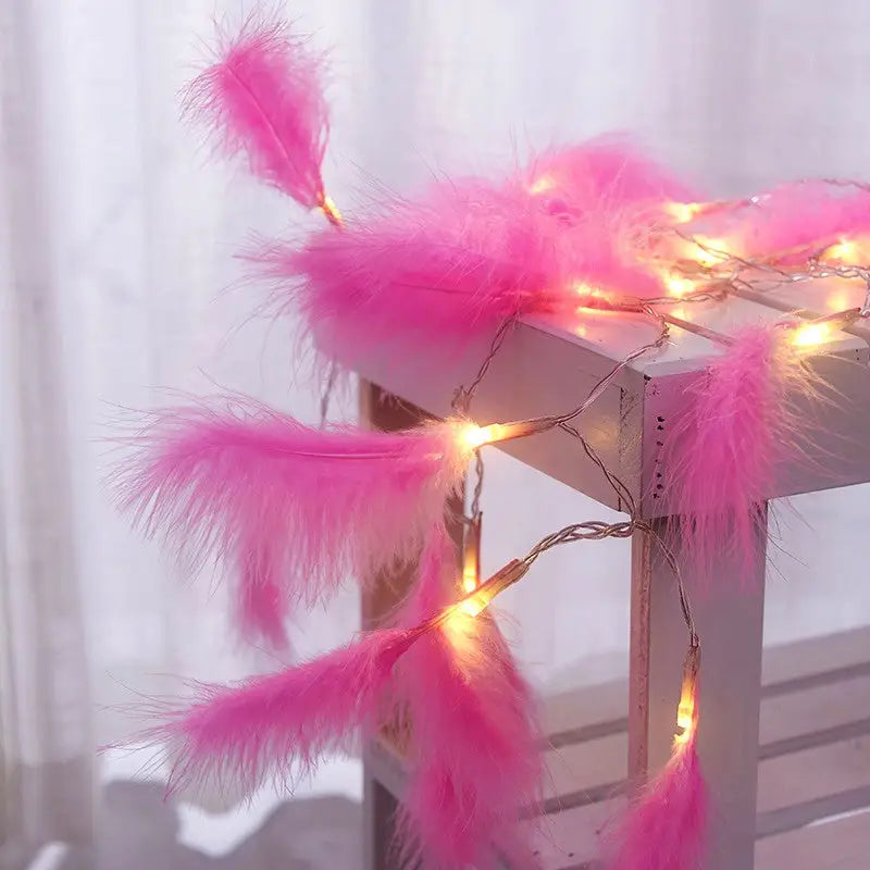 Aesthetic feather string lights for room ambiance - pink / 1.5m 10leds