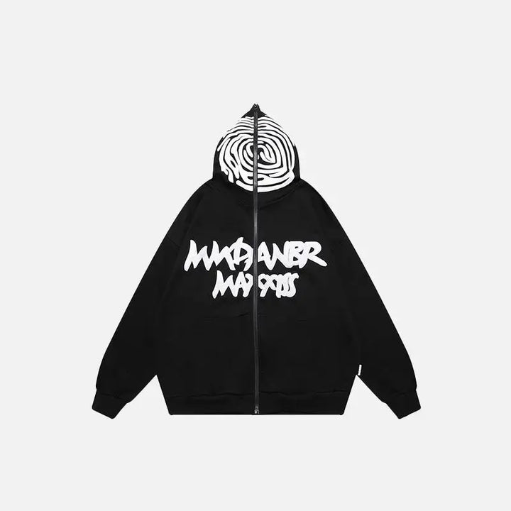 Finger print oversized hoodie y2k - black / m - hoodies