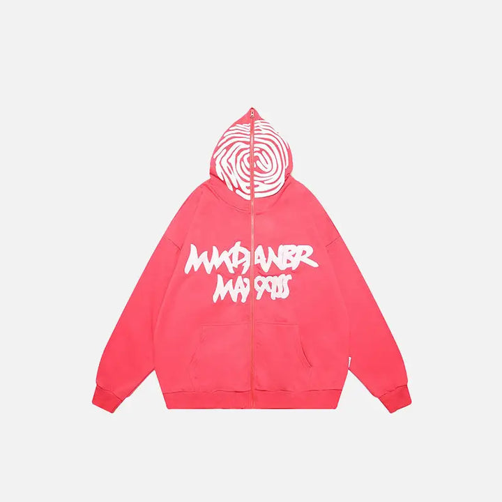 Finger print oversized hoodie y2k - pink / m - hoodies