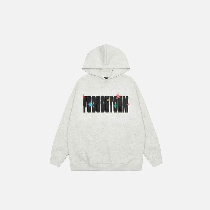 Y2k letter print fireworks hoodie for stylish streetwear - gray / m - hoodies