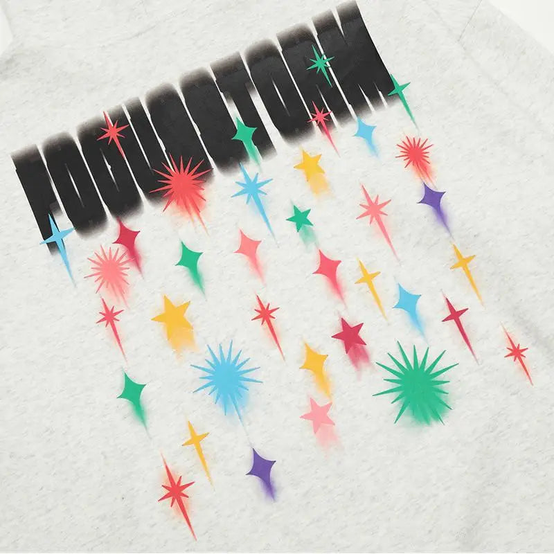 Y2k letter print fireworks hoodie for stylish streetwear - hoodies