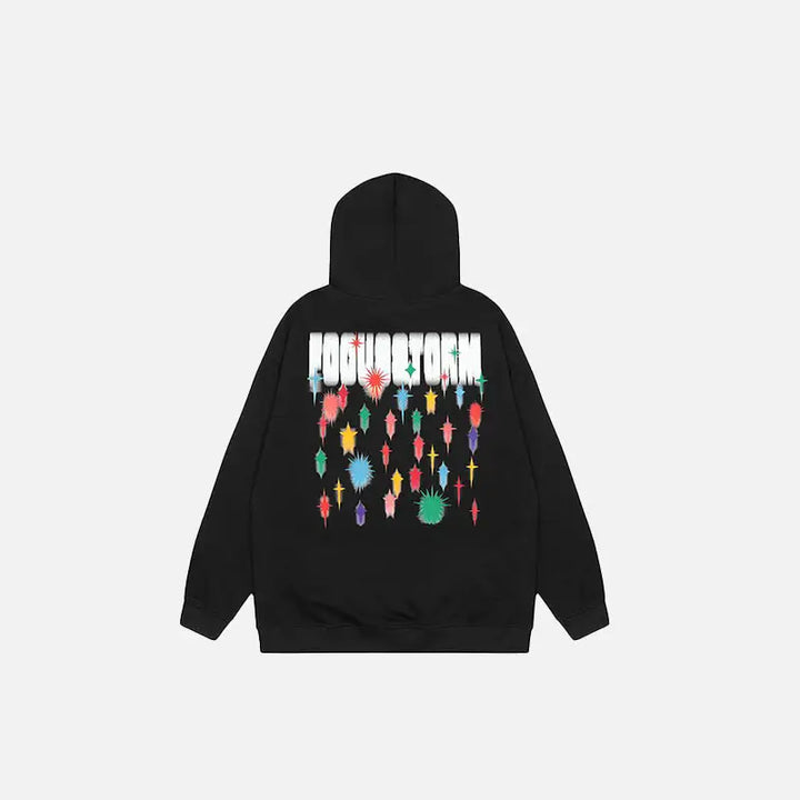 Y2k letter print fireworks hoodie for stylish streetwear - hoodies