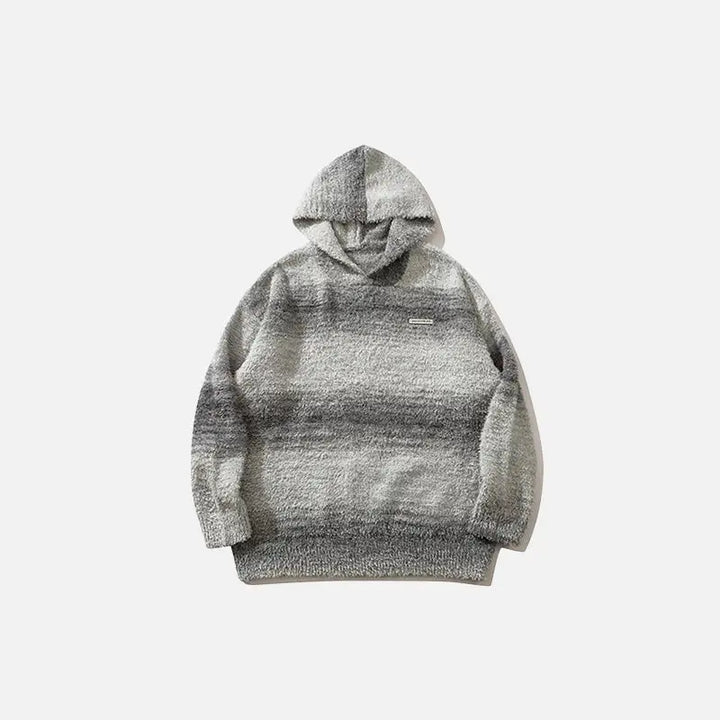 Fleece fuzzy striped hoodie y2k - gray / m - hoodies