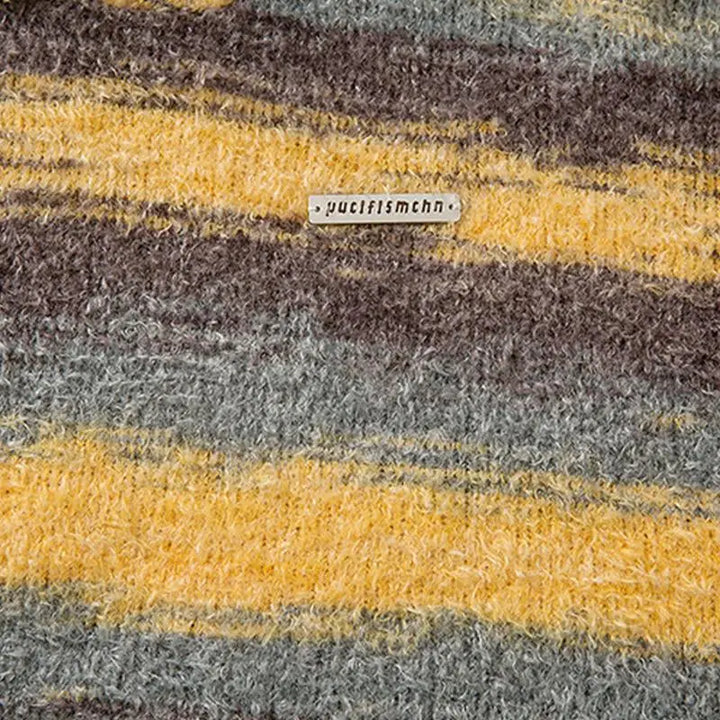 Fleece fuzzy striped hoodie y2k - hoodies