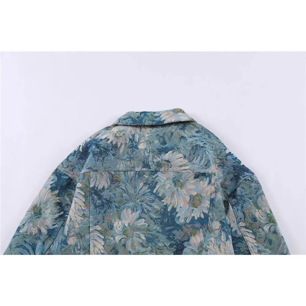 Floral jacquard denim jackets y2k