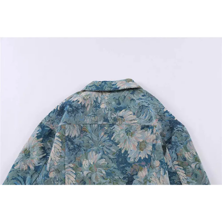 Floral jacquard denim jackets y2k