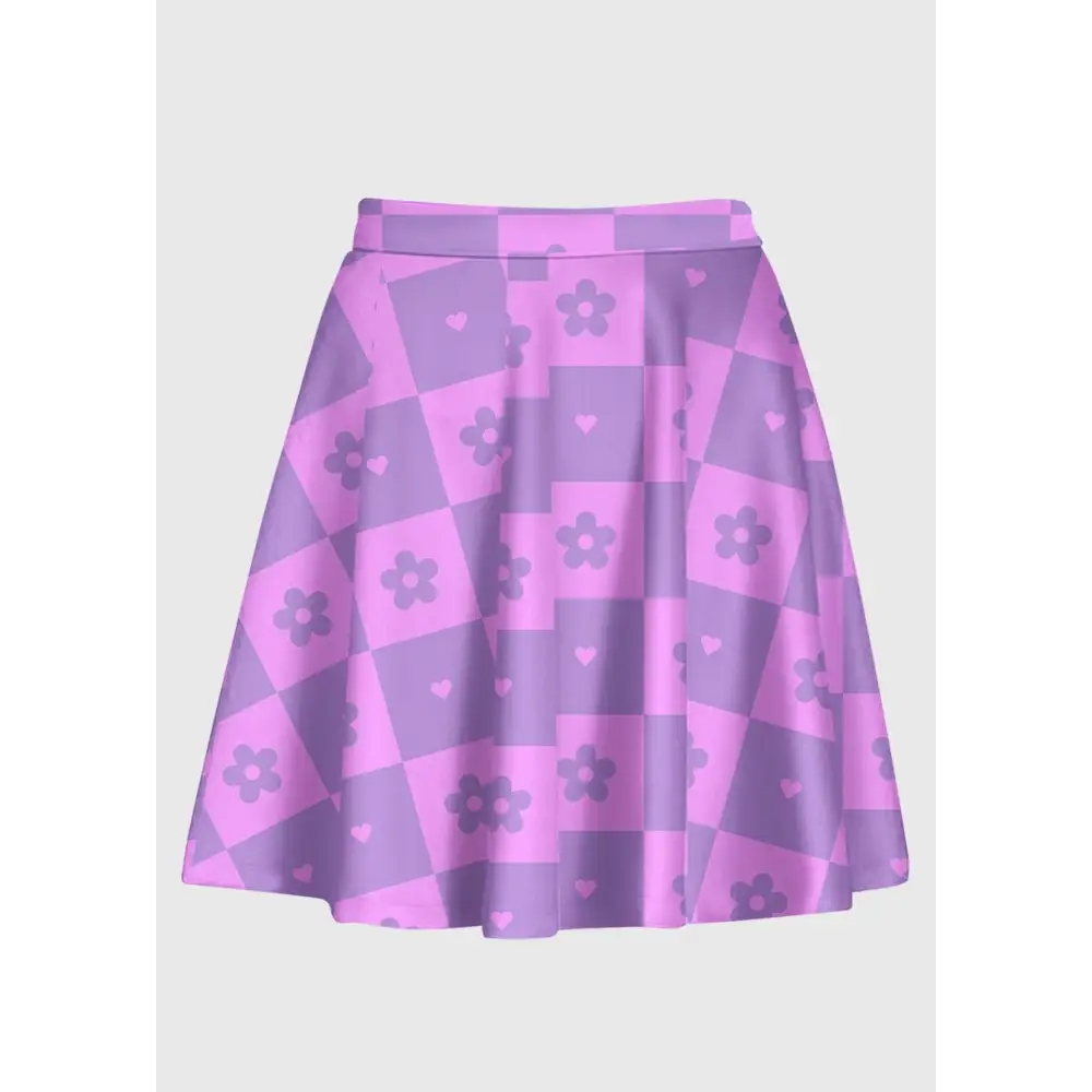 Flower checkered retro y2k skirt for nostalgic style - s-l / purple