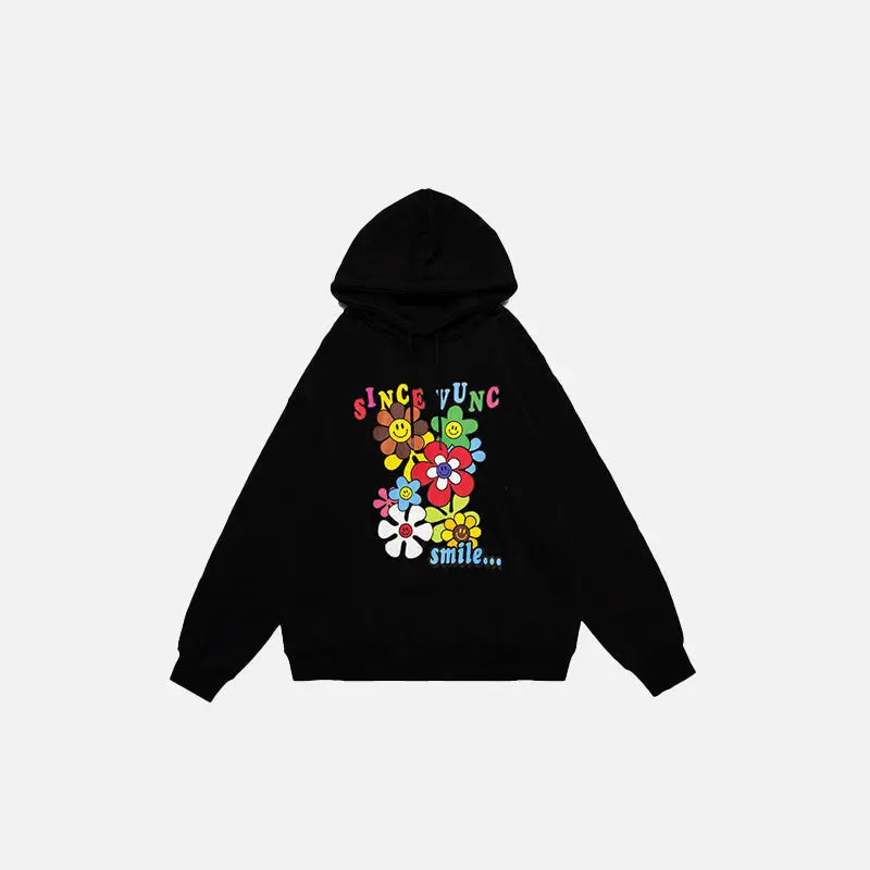 Flower season loose hoodie y2k - black / m - hoodies