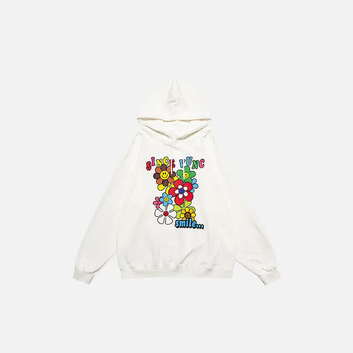 Flower season loose hoodie y2k - white / m - hoodies