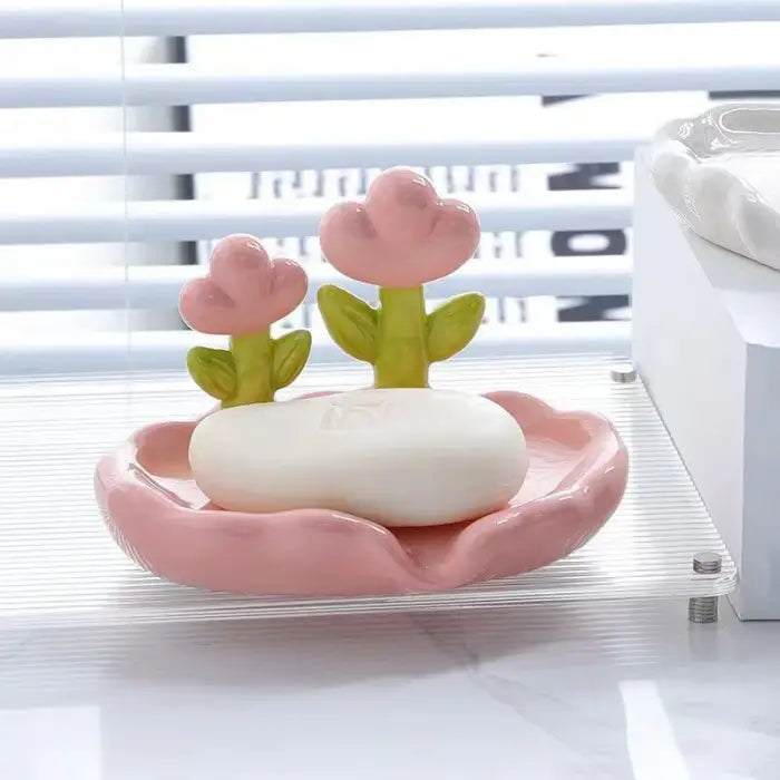 Flower shape soap holder for clean and fresh storage - pink