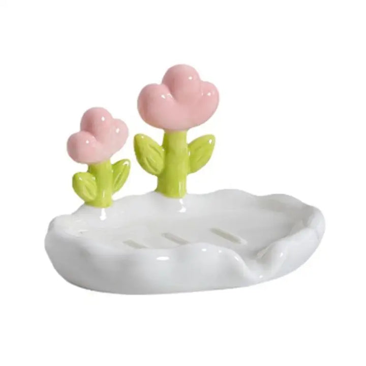 Flower shape soap holder for clean and fresh storage - white