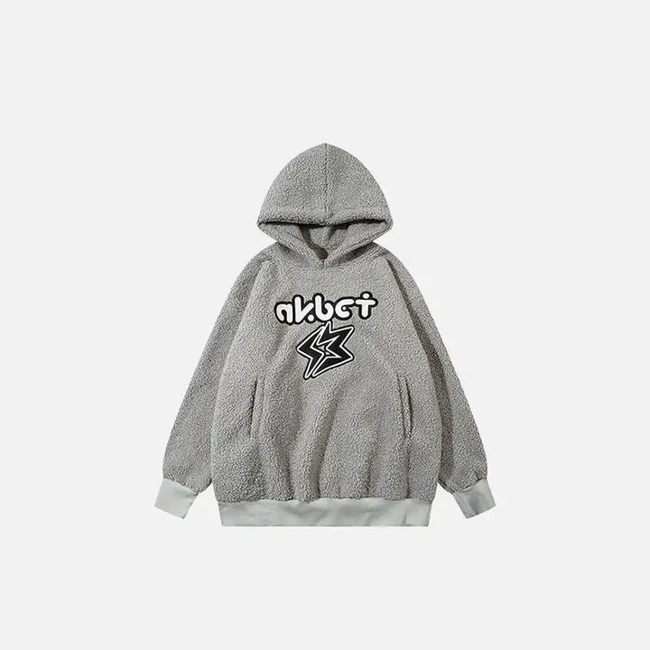 Fluffy fleece baggy hoodie y2k - gray / m - jacket