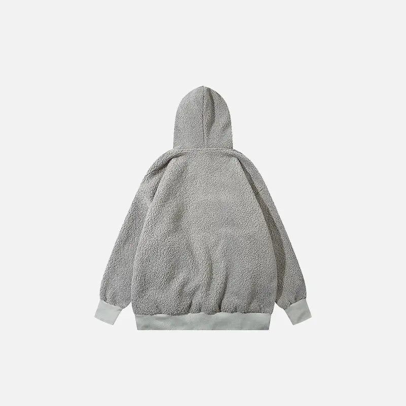 Fluffy fleece baggy hoodie y2k - jacket