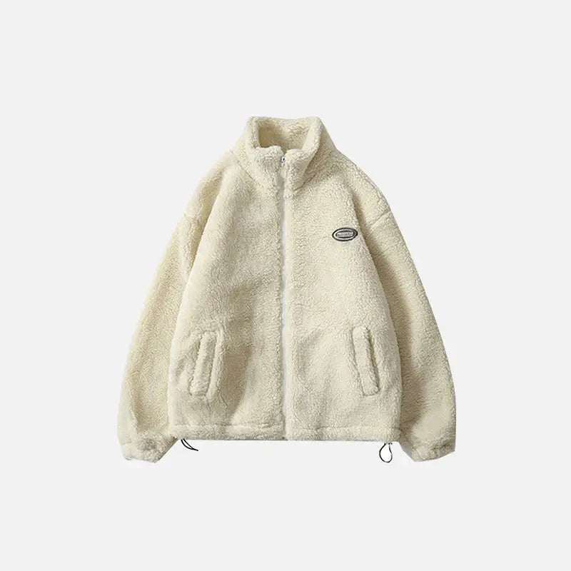 Fluffy fleece jacket y2k - beige / s - jackets