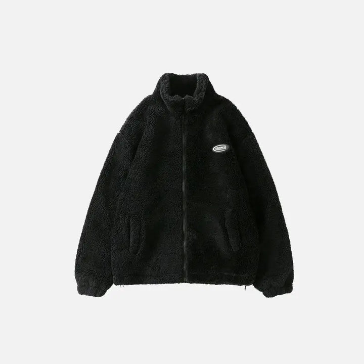 Fluffy fleece jacket y2k - black / s - jackets