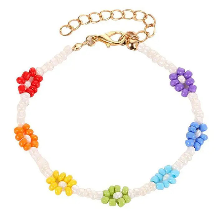 Y2k floral beaded bracelets with elastic cord for easy wear - bracelet