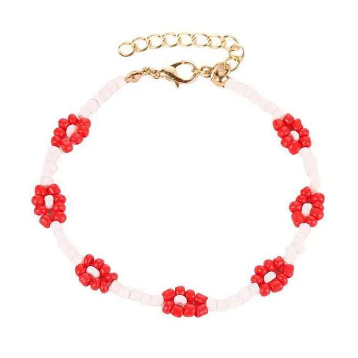 Y2k floral beaded bracelets with elastic cord for easy wear - bracelet