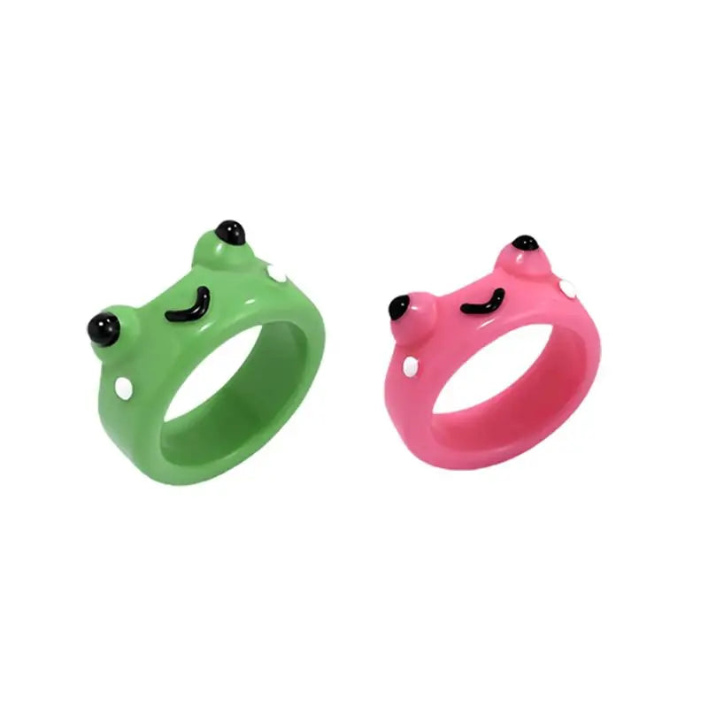 Matching frog couple rings for a cute connection - 2pcs/set / green/pink - ring