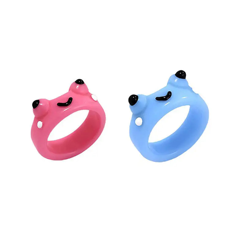 Matching frog couple rings for a cute connection - 2pcs/set / pink/blue - ring