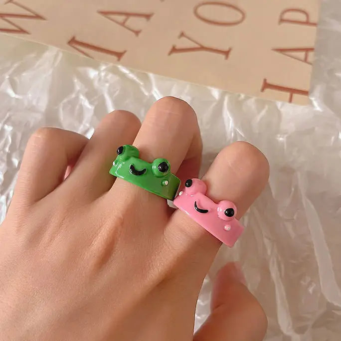 Matching frog couple rings for a cute connection - ring